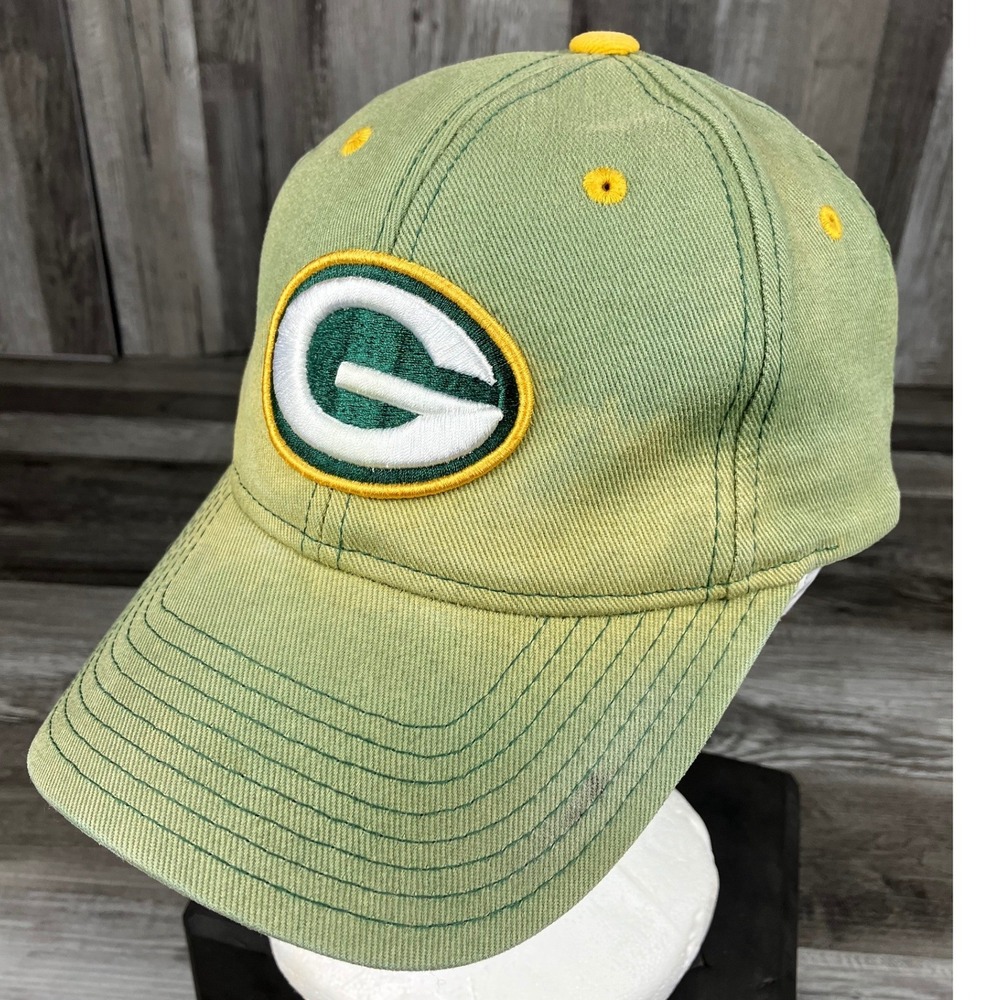 NFL Green Bay Packers Hat Adjustable Green Faded Baseball Cap Sportswear